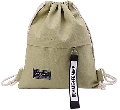 LIYGHFRTIO Segeltuch Rucksack mit Kordelzug, Turnbeutel Sportbeutel Rucksack Gym Beutel Sack Bag Tasche Sackpack Kordelzugbeutel Gymnastikbeutel Trainingsbeutel Damen Herren (Color:Khaki)