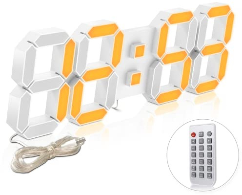 Deeyaple LED Wanduhr Digital Wecker 3D Uhr Dimmbar Snooze USB 12/24Stunden Datum Temperaturanzeige Fernbedienung Nachtlicht Wohnzimmer Küche Schlafzimmer Büro 38cm (Bunt)