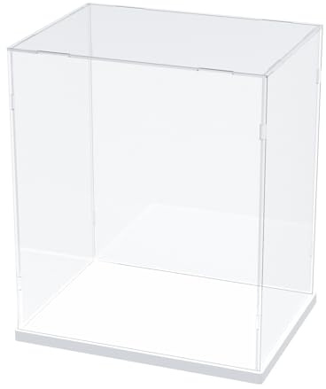 Nynelly Vitrine für Sammler aus Acryl für Figuren - Transparente Acrylbox mit Weißer Basis und Staubschutzaufbewahrungen mit Lichtstreifen