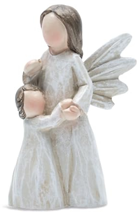 Fritz Cox Schutzengel | My.Angel.Art Schutzengel mit Mädchen | Engel mit Kind | kleine Engel Skulptur | großartiges Geschenk zur Geburt, Geburtstag, Taufe, Kommunion, Hochzeit | Mädchen