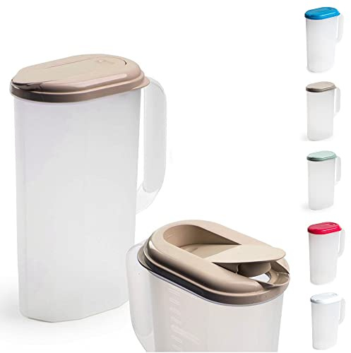 2L Plastic Jug, Juice Pitcher with Lid and Handle for Liquids | Slimline, BPA Free Material
