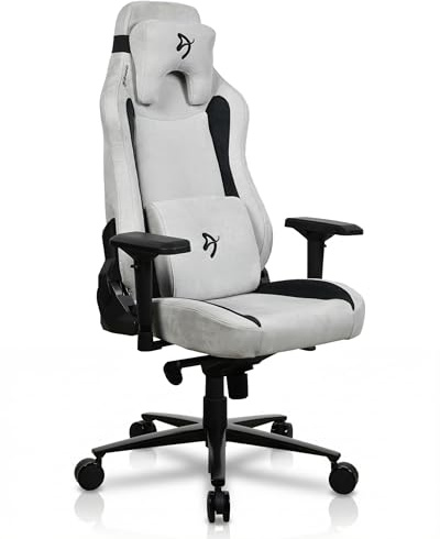Arozzi Vernazza Supersoft™ Luxuriöser Gaming- oder Bürostuhl aus strapazierfähigem Stoff, weiche Memory-Schaum-Lenden- und Nackenkissen, Tragkraft: 145 kg, 4D-Armlehnen – (Light Grey)