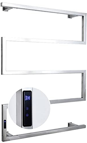WPHH Radiatore Scaldasalviette Elettrico, Portasciugamani Elettrico A Parete per Bagno con Timer Integrato E Indicatore LED, Scalda Asciugamani in Acciaio Inox 304, 5 Barre,Bright,Plug in