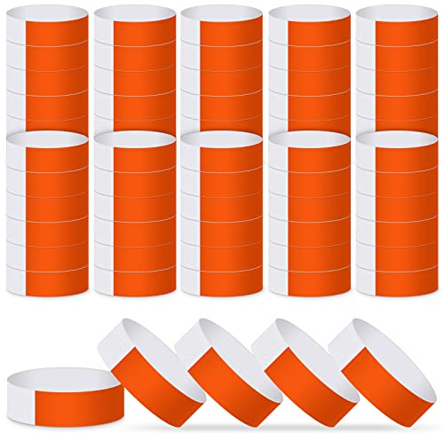 ASTARON Eintrittsbänder 200 Stück, Orange Einlassbänder für Events, Wasserdichte Festival Eintrittsbänder, Event Papierarmbänder Party Handgelenkband für Partys, Veranstaltungen, Clubs, Konzerte