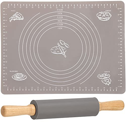 SPRINGOS Tagliere da forno in silicone con mattarello in silicone antiaderente