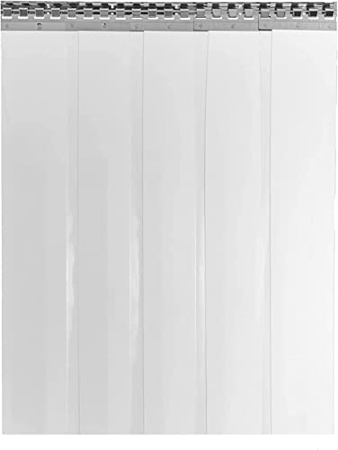PVC Streifenvorhang 2x300mm Glasklar Transparent Höhe 2,25m x Breite 1,00m, Lamellenvorhang mit Schallschutz bis zu 30db, PVC Vorhang recyclebar fertig vormontiert…