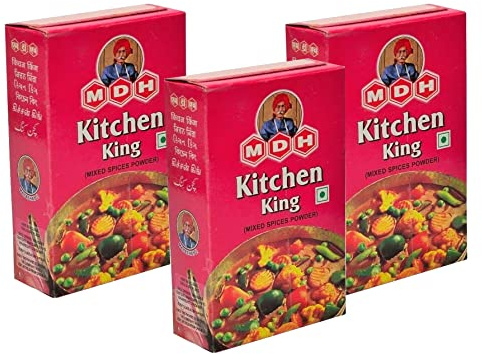MDH Kitchen King Masala 100g (Pack of 3)- Enhances the flavours of the meal – Spices Mix Curry Masala Recipe Mixes Casserole Seasoning Herbs - Ideal for vegetable dishes with soft curry