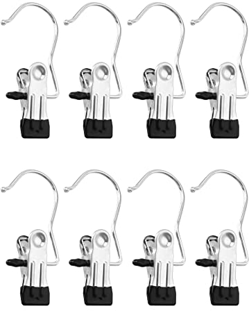 QWORK® 8PCS Cintres Pinces INOX, Crochet à Linge Portable pour Pantalon, Chaussures, Serviette, Chaussettes