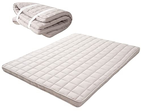 EMOOR Materasso Futon Giapponese Imbottito MACHI 160 x 202 cm Grigio, Soffietto Pieghevole Cinghie Elastiche Dormire a Terra Letto Ospiti Tatami
