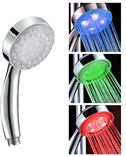 AYNEFY Soffione doccia a LED con cambio colore, 3 tipi di getto, soffione doccia con regolazione della temperatura e indicatore digitale della temperatura, doccetta grande, a risparmio d'acqua per Ba