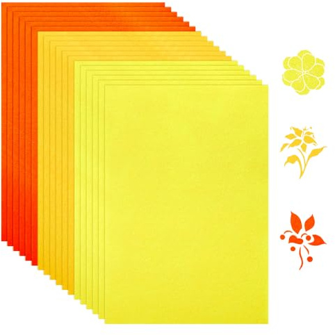 GORGECRAFT Filzstoffblätter In 18 Farben 3mm Dick Weiche Vliesquadrate Vorgeschnittenes Nähfilzvlies-Paket Für Kunst DIY Handwerk Patchwork-Projekte Gold Gelb Orange 0.5cm 30 x 20 Stück