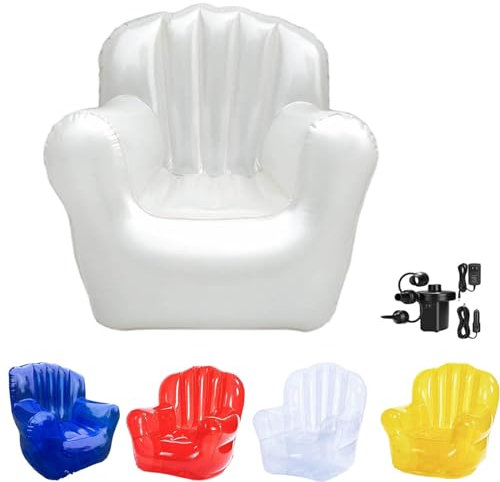WYEIAHS Klares Aufblasbares Sofa 2024 Aufblasbare Möbel PVC-Material Portable Aufblasbare Couch Transparente Terrassenmöbel für Party-Hof Innenräume,Hält 330 Pfund (White)