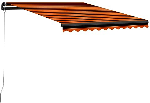 ShCuShan Gelenkarmmarkise mit LED 300x250 cm Balkon Sonnenschutz Balkon Klemmmarkise Markisenbeleuchtung Gartenmarkise Orange und Braun