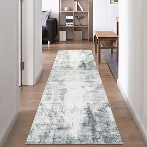 Famibay Tapis Couloir 65 x 240cm Tapis de Cuisine Moderne Abstrait Tapis de Passage à Poil Court Doux Lavable en Machine, Antidérapant, pour Salon, Couloir, Entrée, Buanderie