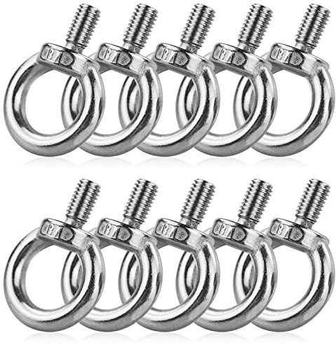 REBECASKYENS 10 Pcs M8 Lifting Eye Bolt, 304 Stainless Steel, Eyebolt Head, Ring/U-Shape, Grade 10.9, Polished Finish