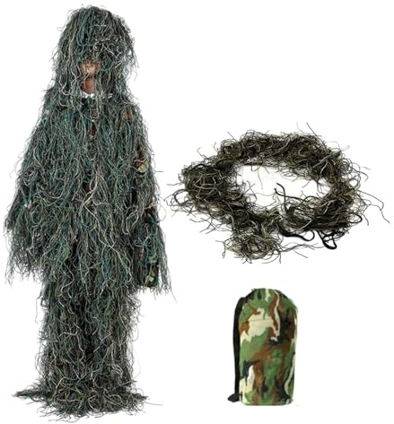 Costume Ghillie - Costume de camouflage - Vêtement de camouflage - Vêtement de chasse pour homme avec camouflage - Meilleur costume de ghillie - Vêtements respirants - Pour photographie d'oiseaux