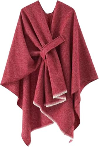 Scialle Oversize Incrociato Anteriore da Donna Autunno e Inverno Tendenza Casual Scialle Lavorato a Maglia retrò Elegante Versatile Esterno Caldo Mantello per la casa