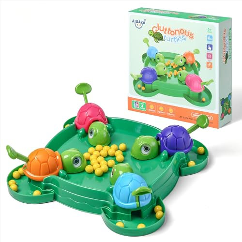 AIUAZA Hungry Turtle Chessboard Game, Hungry Box Chessboard Game, Turtle Eating Beans Chessboard Game, Party and Party Family Toys, Toys, 2-4 Person Games (72 Beans)