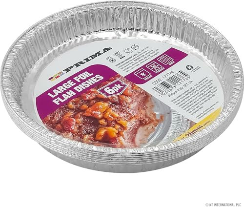 BARGAINS-GALORE Pack of 48 Disposable Large Foil Flan Dishes - Aluminium Round Foil Pans | Disposable, Baking Trays | Pie Tins Pot Ideal for All Types of Pie | Strong Quality