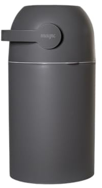 KEMMLIT Cubo de pañales sin cassette con tapa y gran capacidad para hasta 25 pañales para bebé, incluye sistema antiolores, funciona con bolsas convencionales (grafito)
