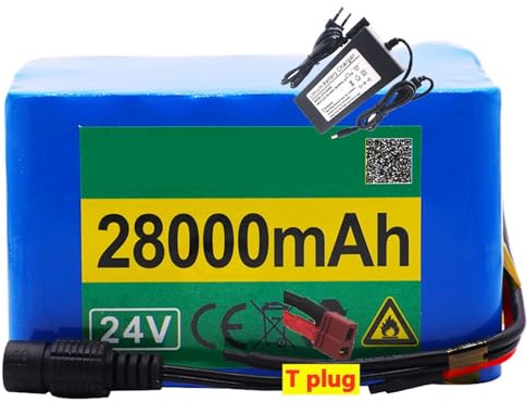 Ebike akku 24V 28Ah Ebike Battery 24V 28Ah Lithium-Ionen-Batterie wasserdichter PVC-Akku eingebauter BMS mit Ladegerät für 200W 350W 500W 750W 800W Motor