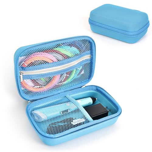 Fiorky Hartschalen-Tragetasche für SCRIB3D P1 3D-Druckstift/MYNT3D Super 3D-Stift, stoßfest, Hartschalen-Reiseetui, Anti-Drop mit Netztasche für PLA-Filament und Ladegerät, blau, 200.00x125.00x80.00mm