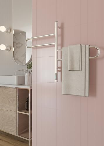 Elna Handtuchtrockner Edelstahl 304 – 635x460 mm – 53W – 2 schwenkbare Arme – Elektrischer Handtuchheizkörper – IP44 – Timer & Thermostat