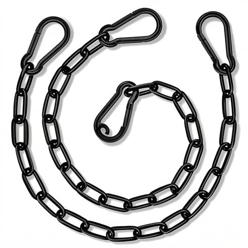 Edelstahl Ketten,Starke Verlängerungskette,Stahlkette Ketten,50cm Kette Schwarz,Edelstahl Ketten mit Karabiner,Für Zauntore, Käfigtore Für Haustiere, Gartentore (schwarz)(2 Stück)