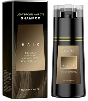Champú Tinte Castaño Claro, Hair Dye Shampoo, Aclarado Natural Con Reflejos Dorados Y Matices Brillantes, Brillo Sedoso Y Suavidad Intensa, Tono Duradero Y Radiante, Fácil Aplicación En Casa