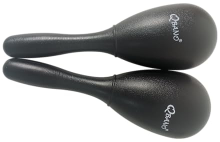 Maracas Negras modelo Deluxe, Plastico Rugoso, Imitación Piel y Imitación Madera Qbano.