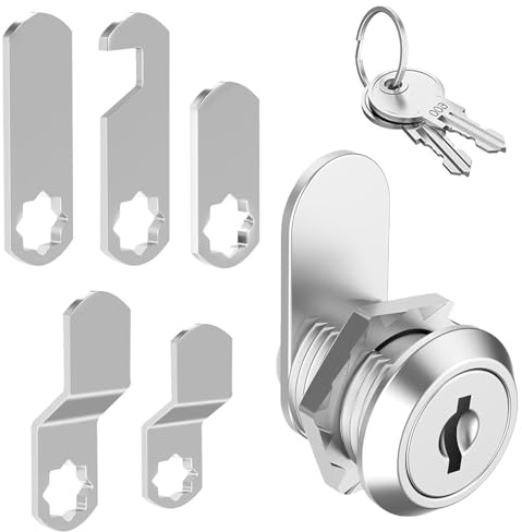 16mm Serrure Boite Aux Lettres avec 5 Plaques de Serrure Différentes et 2 Clés de Sécurité de Came D'armoire pour Boîte Aux Lettres/à Outils, Casier, Classeur