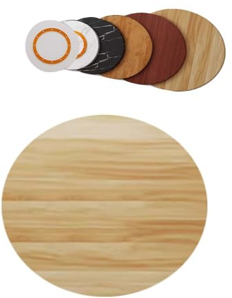 Plateau de service rond en bois massif 60 cm pour table de salle à manger finition noyer clair parfait pour le divertissement et la décoration de la maison