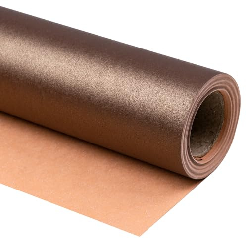 Ruspepa chokladbrunt matt omslagspapper – 43 cm x 10 m – enfärgad pärlpapper perfekt för bröllop, födelsedag, jul, babyshower