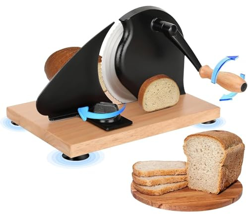 Manual Bread Slicer with Adjustable Thickness, Aluminum Body, Stainless Steel Blades for Perfect Homemade Bread Slices