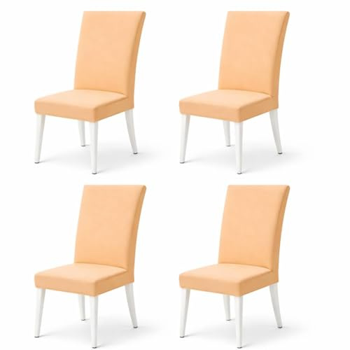 QUINTORIZZONTE Set. 4 pezzi Coprisedia con Schienale – Copri Sedie per Cucina e Soggiorno – Tessuto Lavabile – Linea Premium - Colore Pesca