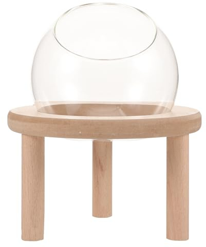 DOITOOL Glas Hamster Sandbad Box mit Holzboden Transparente Kleine Sandbadewanne für Kleintiere Sicheres Sandbad für Hamster und Nager Rutschfestes Badezimmer Zubehör Haustierspielzeug