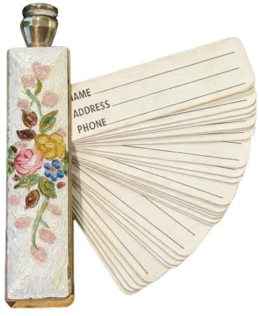 Adressbuch aus Messing, Antikes Emaille-Blumenmuster, Mini Taschen Telefonbuch für Geldbörse, Vintage-Tagebuch, handgefertigtes kleines Tagebuch für Frauen Geschenk
