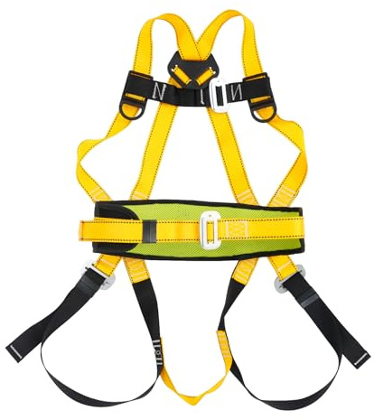 GMSLuu Fallschutz-Sicherheitsgürtel Ganzkörpergurt Polyester und verzinktes Eisen 2m Sicherheitsseil verstellbar 80-120cm Taille für Elektrobau und Außenwandreinigung
