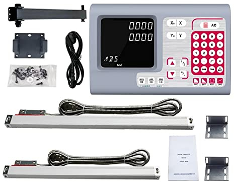 Linear Encoder, Digital Readout Set 5U Lathe Linear Glass Scales/Encoder/Sensor/Rulers 2PCS Dimensions 100MM to 1000MM(YH800-2S DRO Set)
