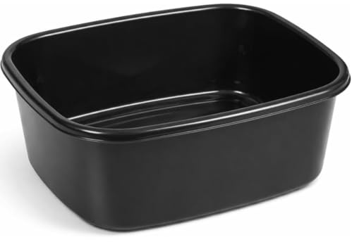 15 Inch Oblong Washing Up Bowl Rectangular Plastic Sink Basin with Easy Grip Handles, Kitchen Dishwashing Bowl for Washing Dishes, Food Prep, Vegetable Cleaning & Multi Purpose Home Use (Black)