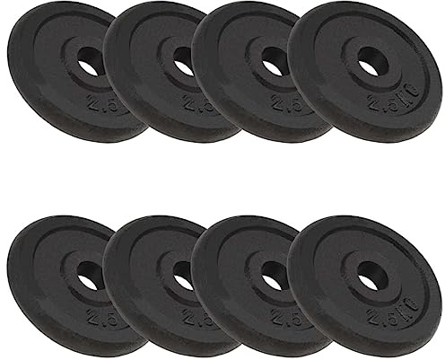 Teenpull Hantelscheiben Gusseisen 8 x 2,5 kg Set mit 30 mm Lochdurchmesser für Langhantel Kurzhantel Krafttraining und Muskelaufbau im Homegym Fitnessstudio schwarz pulverbeschichtet