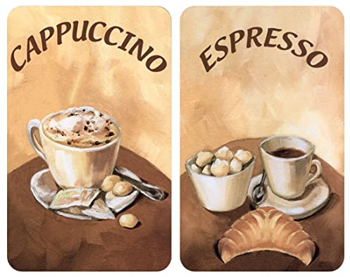 WENKO Herdabdeckplatte Universal Mod. Kaffee, höhenverstellbar für alle Herdarten, Schneidebrett und Spritzschutz, Glas, 30 x 52 cm, 2-teilig