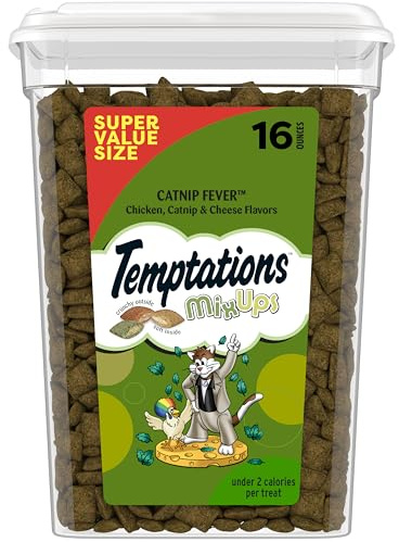Temptations Cat Treats, Classic Crunchy and Soft Cat Treats, Catnip Fever Flavor, Catnip Treats, 16 oz. Tub