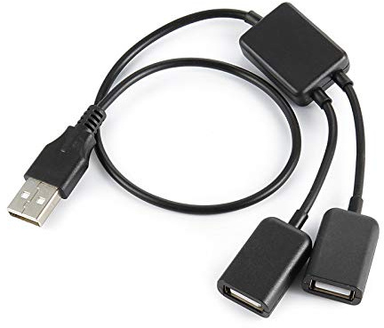 CY - Hub USB 2.0 a due porte per laptop, cavo di alimentazione bus per Macbook, notebook, mouse e flash disk
