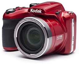 KODAK Pixpro AZ422 - 20 MP Digital Bridge Camera, 42X Optical Zoom, 24mm Wide Angle, 720p HD Video, Optical Image Stabilizer (OIS), Built-in Flash, 3-Inch LCD Screen, Li-ion Battery - Red