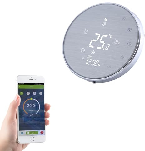 Qiumi Smart WiFi Thermostat Temperaturregler für Fußbodenheizung elektrisch arbeiten mit Amazon Alexa Google Home IFTTT 16A 95~220V, Innovation Gebürstete Platte