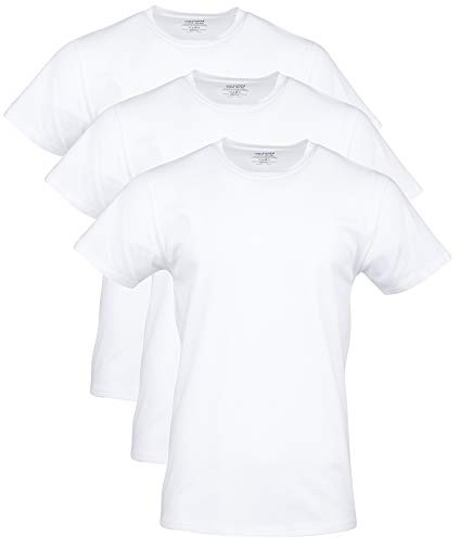 Gildan Men's Cotton Stretch T-Shirts, Multipack, Artic White (Crew 3-Pack), Medium