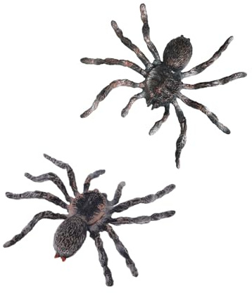 Lanfly 2 Pcs Black Spiders Figures Plastic Halloween Party Fake Propsplastic Spiders Novelty Fun Decorations Prank Joke Scary Spider Haunted, Halloween Party Decorations