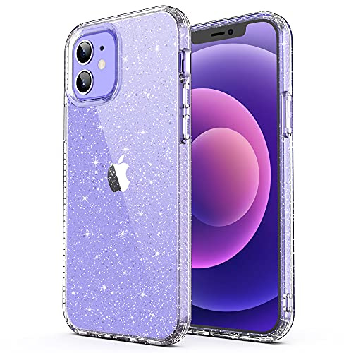 ULAK für iPhone 12/12 Pro Hülle Glitzer Transparent, Glitzer Durchsichtige | Schutzhülle Hard TPU Bumper Handyhülle Stoßfest Phone Case für Apple iPhone 12/iPhone 12 Pro 6,1 Zoll