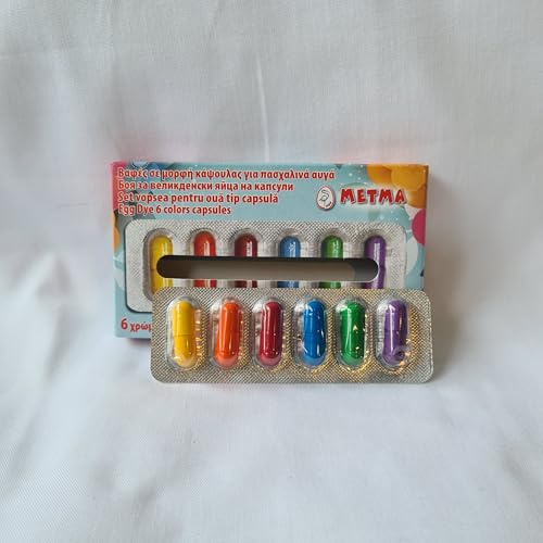 Metma 6 Kapseln Perlenfarbe zum Dekorieren, Malen, bunte Kunst Ostereier – Rot, Grün, Orange, Blau, Gelb, Violett